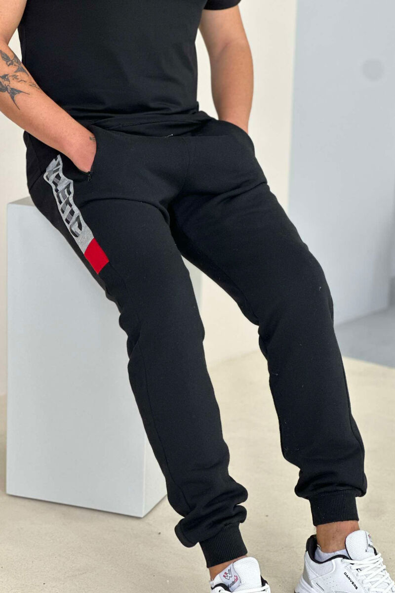 FLUFFY ATHLETIC MEN SWEATPANTS BLACK-RED/ZEKU - 5