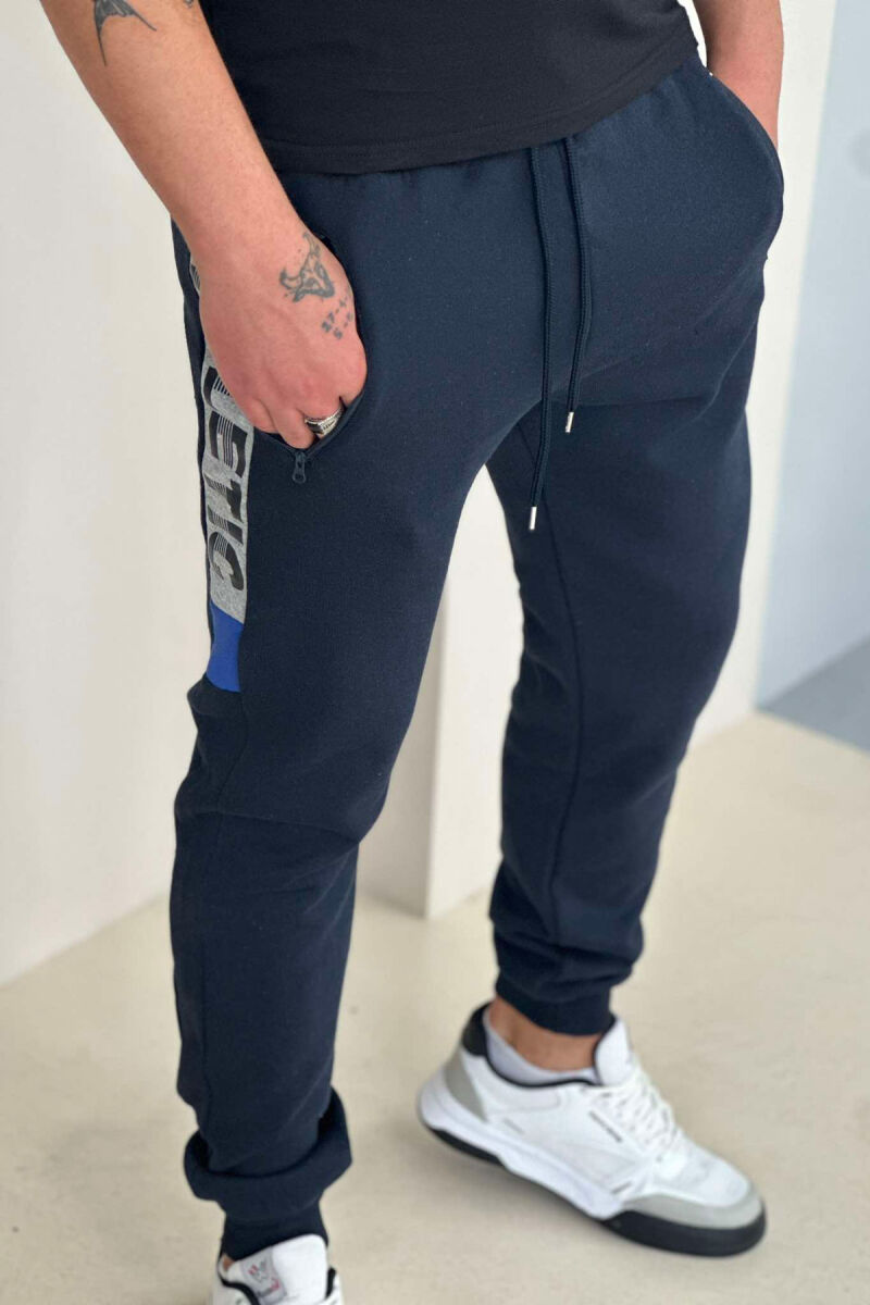 FLUFFY ATHLETIC MEN SWEATPANTS DARK BLUE/BEE - 1