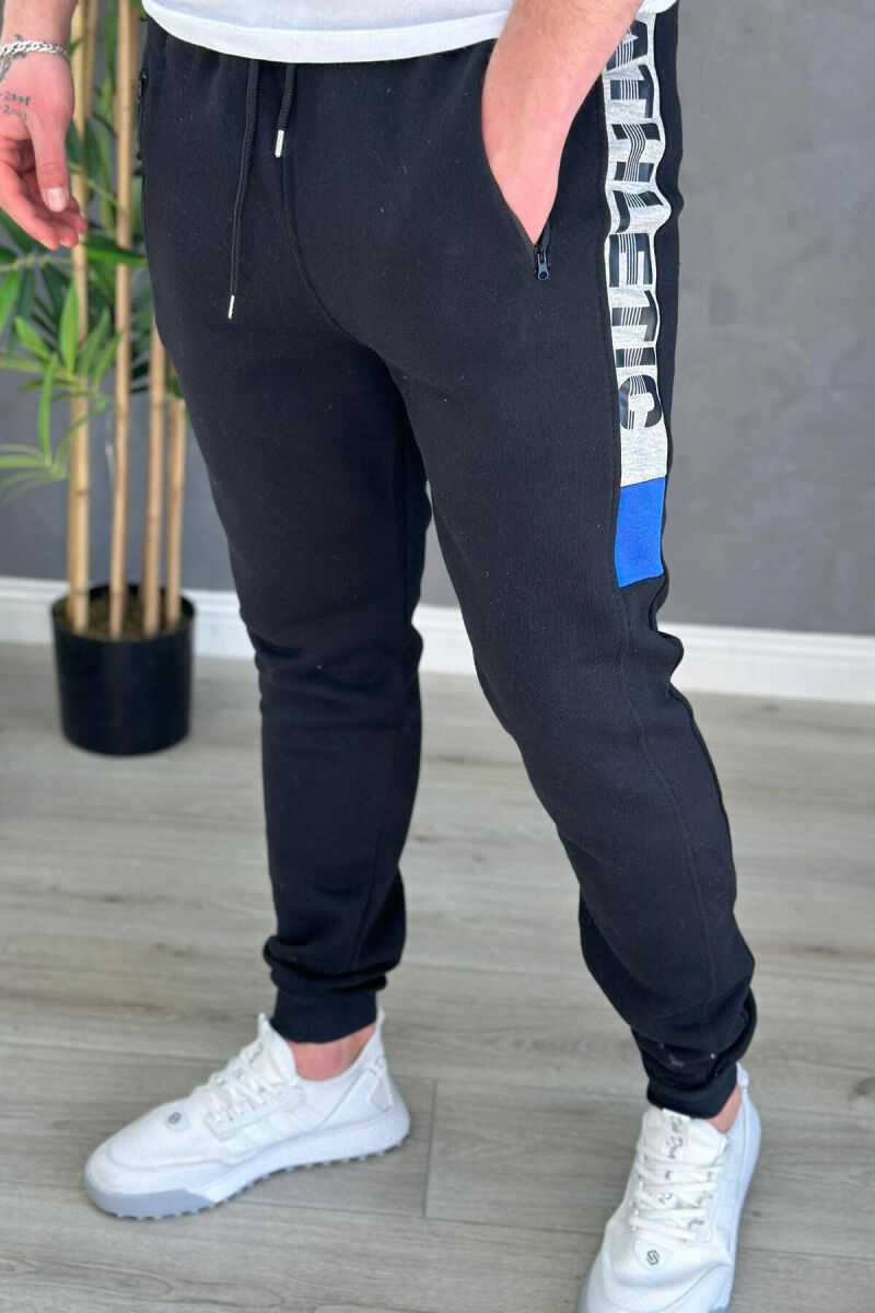 FLUFFY ATHLETIC MEN SWEATPANTS IN BLACK-BLUE COLOR - 2