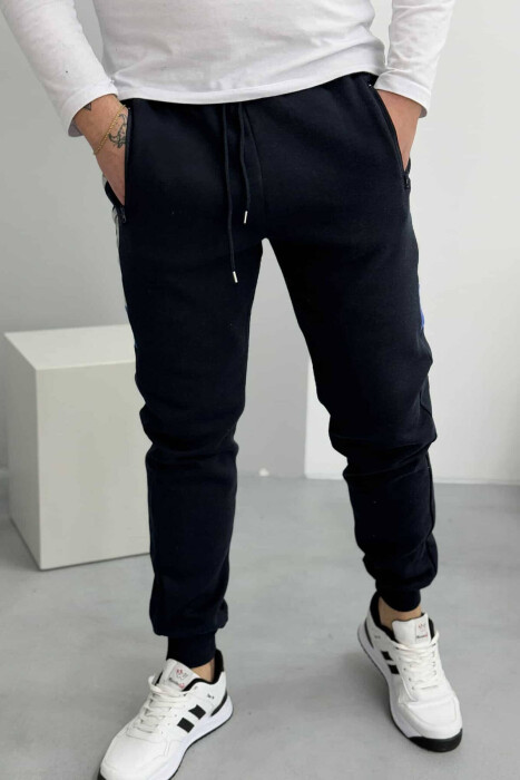 FLUFFY ATHLETIC MEN SWEATPANTS DARK BLUE/BEE - 1
