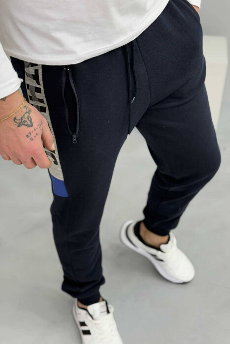FLUFFY ATHLETIC MEN SWEATPANTS DARK BLUE/BEE - 2