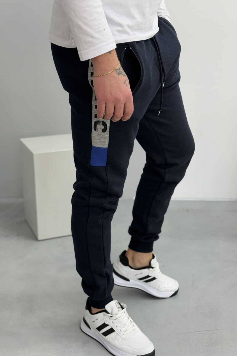 FLUFFY ATHLETIC MEN SWEATPANTS DARK BLUE/BEE - 4