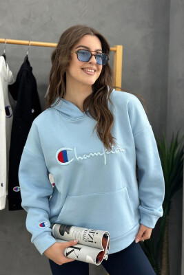 FLUFFY CHAMPION WOMAN HOODIE BABY BLUE/BLU BY 