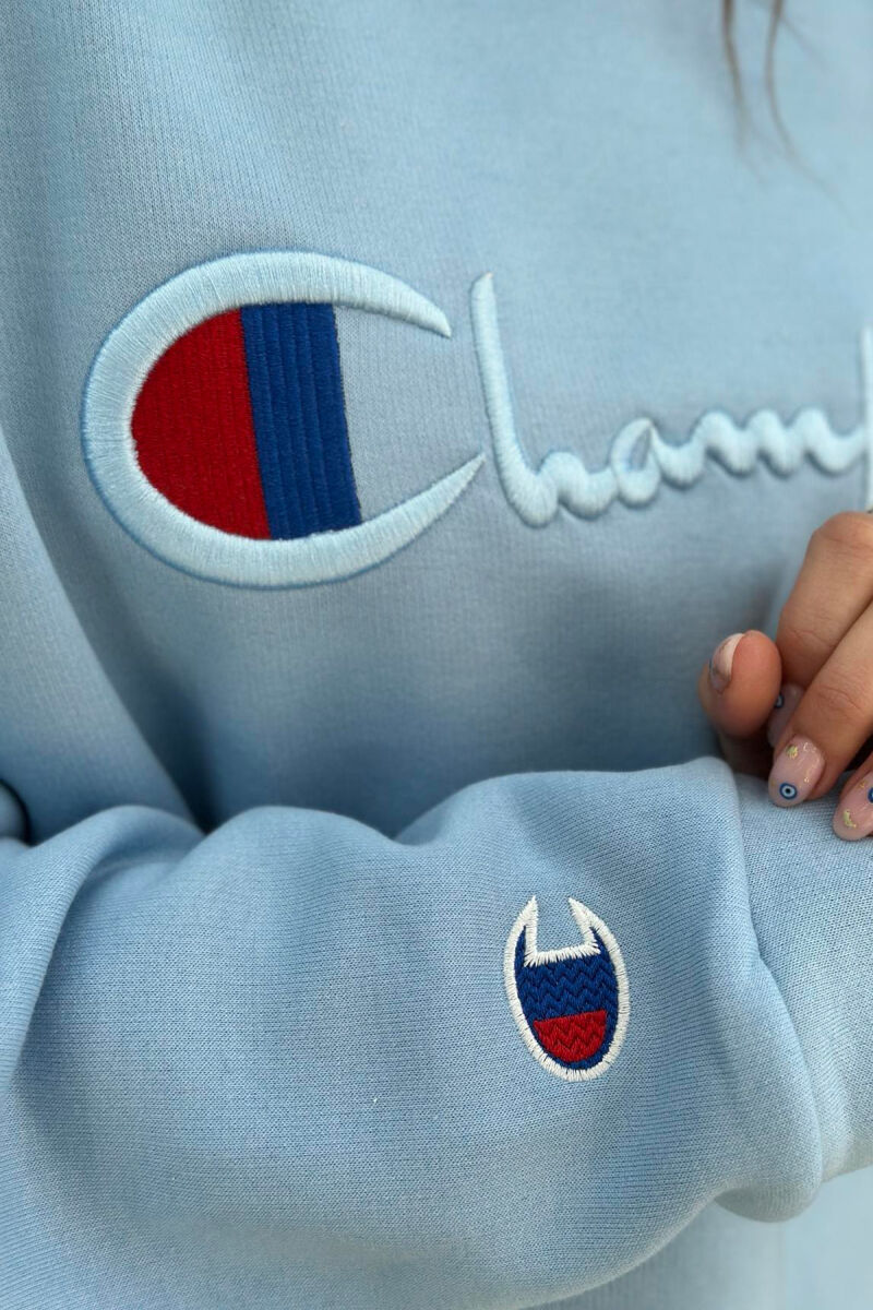 FLUFFY CHAMPION WOMAN HOODIE BABY BLUE/BLU BY - 3