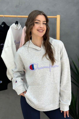 FLUFFY CHAMPION WOMAN HOODIE LIGHT GREY/GZ 