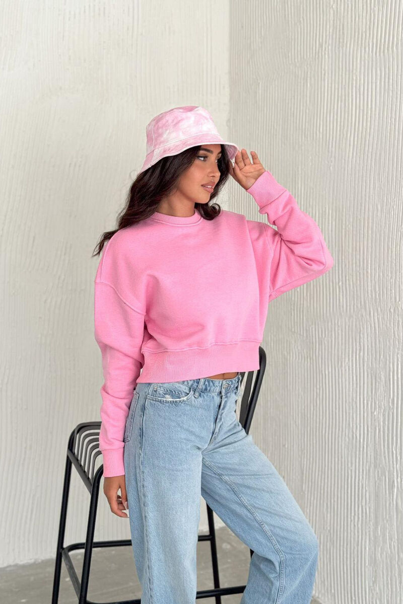 FLUFFY COTTON SIMPLE WOMAN SWEATSHIRT BABY PINK/ROZB - 4