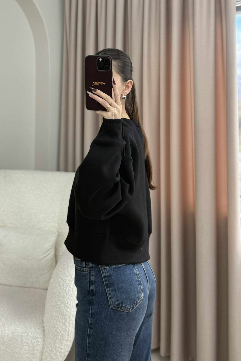 FLUFFY COTTON SIMPLE WOMAN SWEATSHIRT BLACK/ E ZEZE - 2