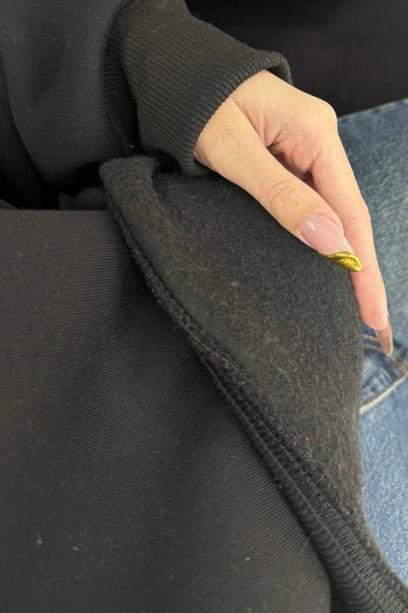 FLUFFY COTTON SIMPLE WOMAN SWEATSHIRT BLACK/ E ZEZE - 5