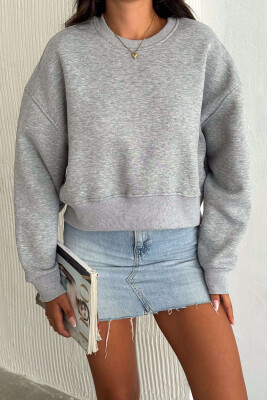 FLUFFY COTTON SIMPLE WOMAN SWEATSHIRT GREY/GRI 