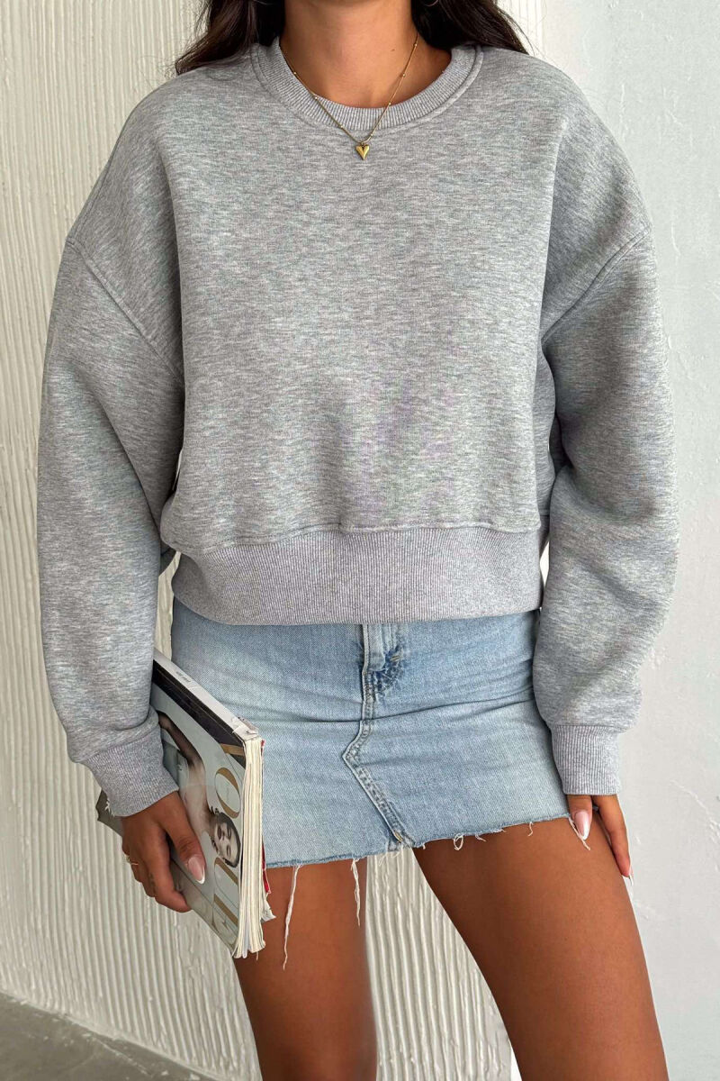 FLUFFY COTTON SIMPLE WOMAN SWEATSHIRT GREY/GRI - 1