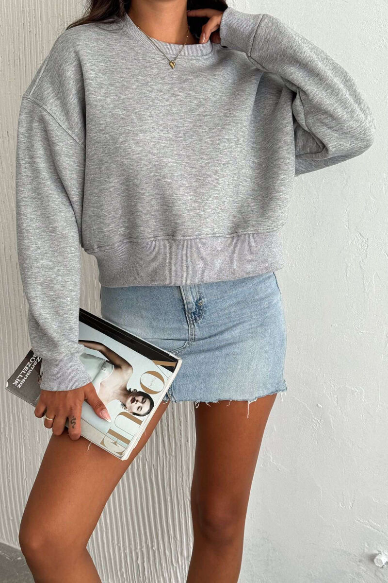 FLUFFY COTTON SIMPLE WOMAN SWEATSHIRT GREY/GRI - 2