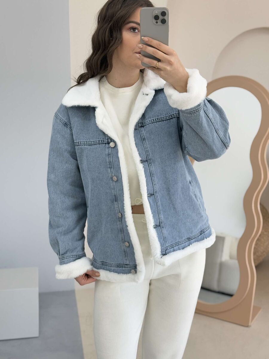 FLUFFY DENIM WOMEN JACKET LIGHTBLUE/BZ - 5