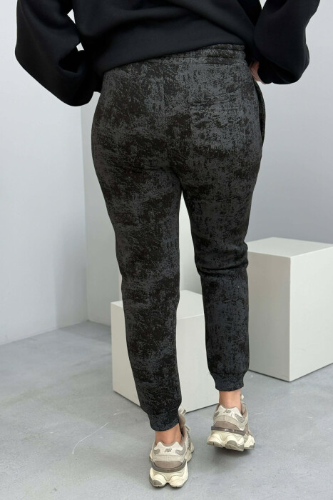 FLUFFY ELASTIC WAIST WOMEN JOGGERS DARK GREY/GEE - 2