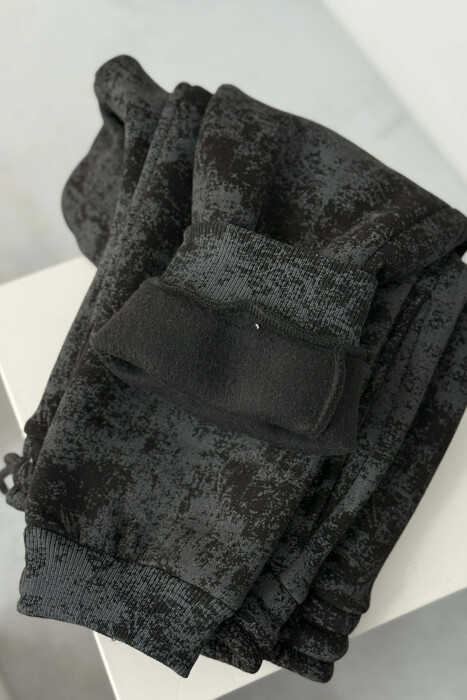 FLUFFY ELASTIC WAIST WOMEN JOGGERS DARK GREY/GEE - 3