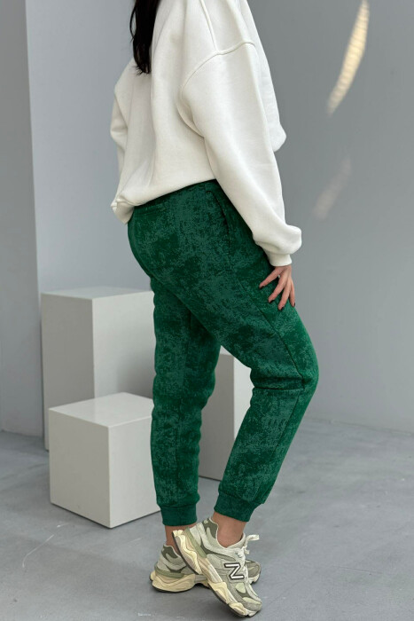 FLUFFY ELASTIC WAIST WOMEN JOGGERS GREEN/JESHILE - 2