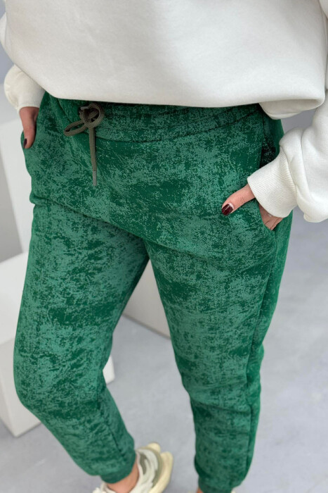 FLUFFY ELASTIC WAIST WOMEN JOGGERS GREEN/JESHILE - 4