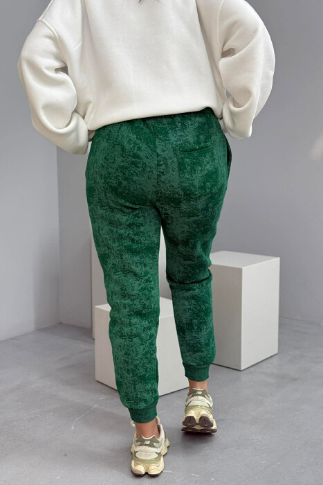 FLUFFY ELASTIC WAIST WOMEN JOGGERS GREEN/JESHILE - 5