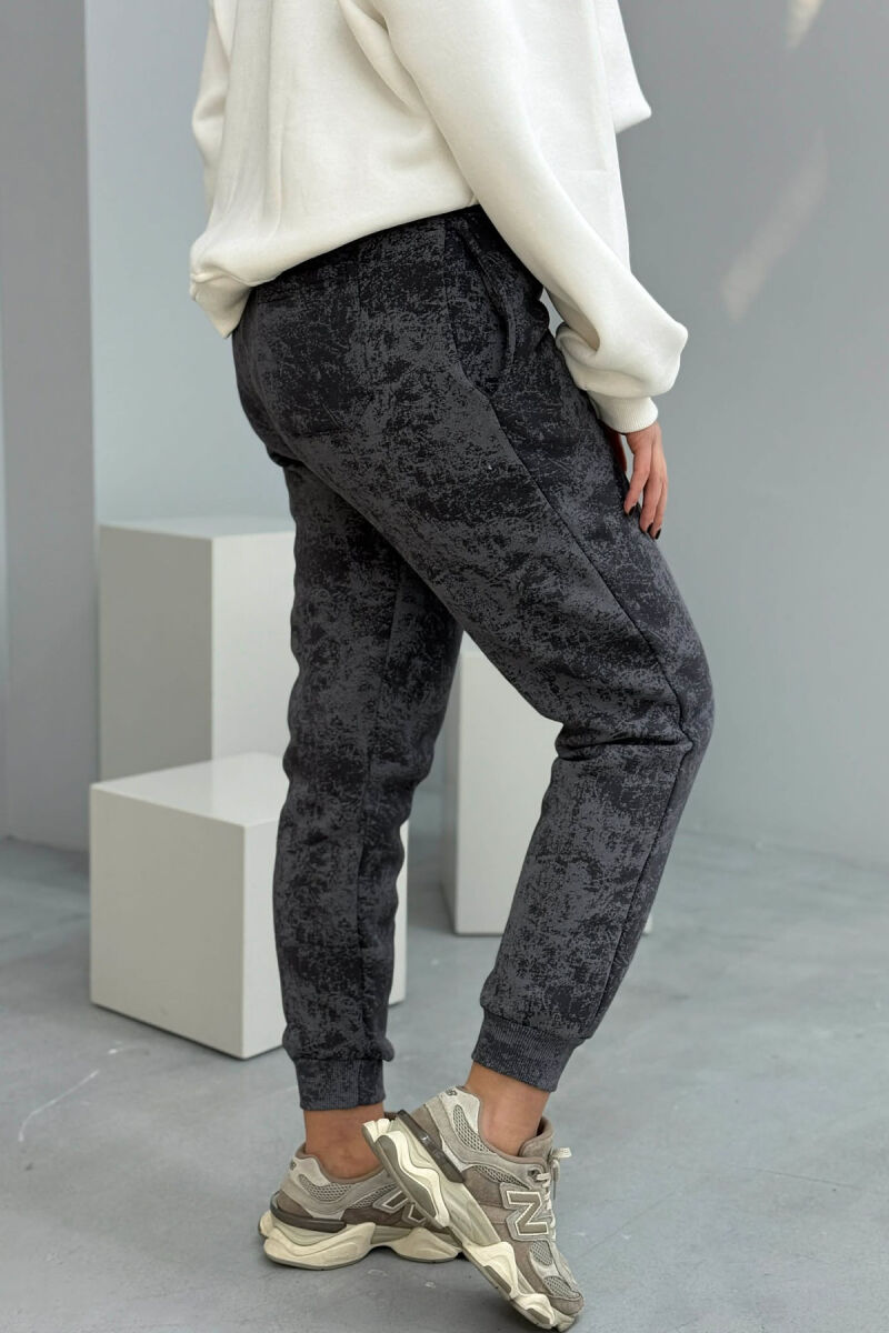 FLUFFY ELASTIC WAIST WOMEN JOGGERS LIGHT GREY/GZ - 3