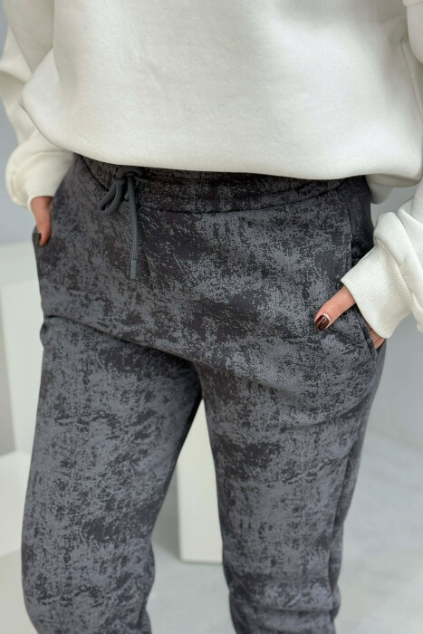 FLUFFY ELASTIC WAIST WOMEN JOGGERS LIGHT GREY/GZ - 6