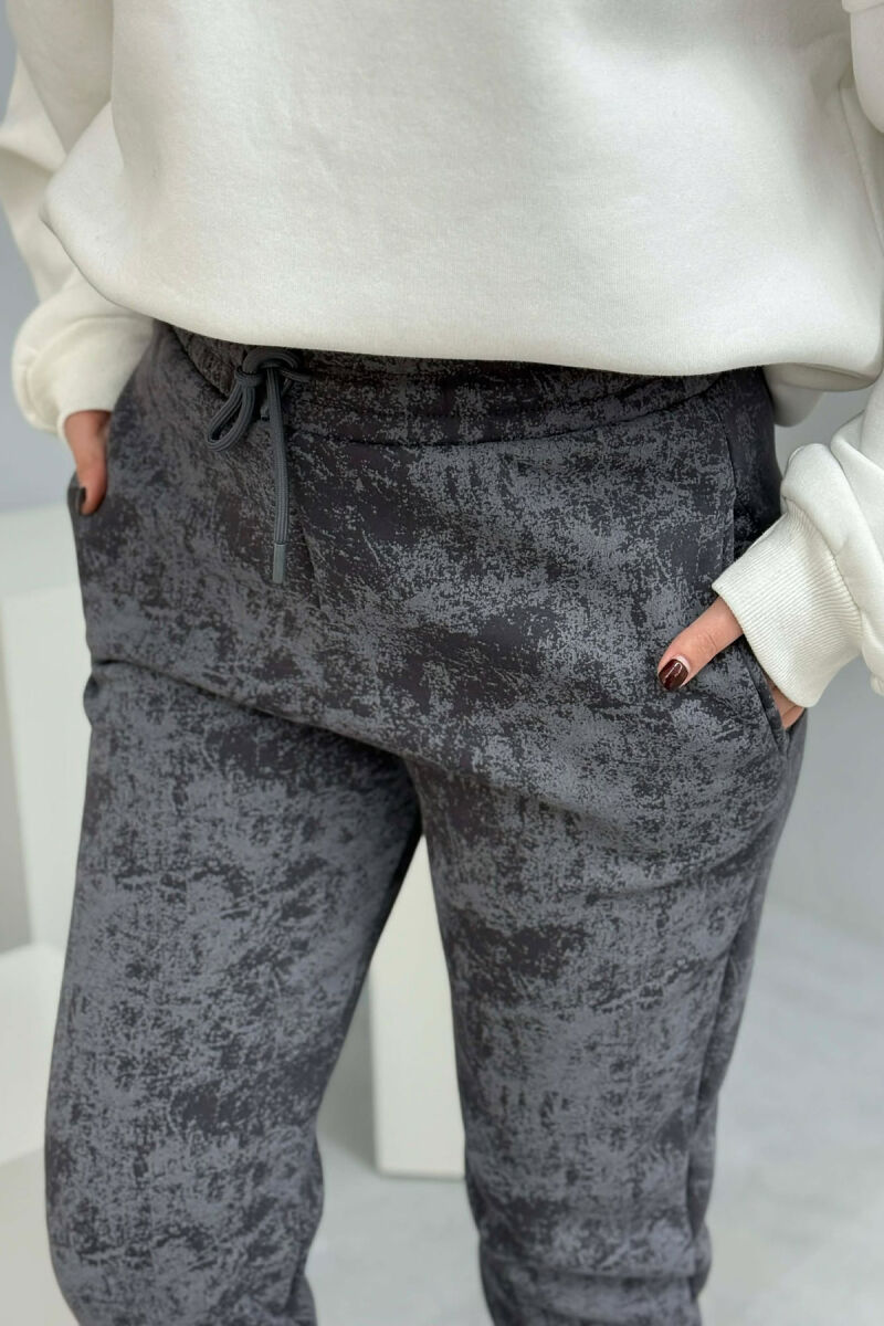 FLUFFY ELASTIC WAIST WOMEN JOGGERS LIGHT GREY/GZ - 6
