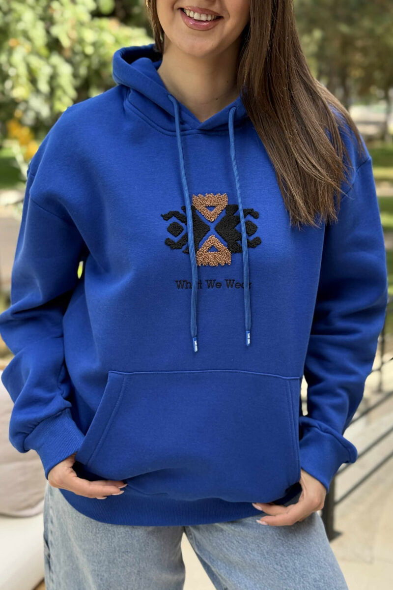 FLUFFY FRONT & BACK DESIGN WOMEN HOODIE BLUE/BLU - 4