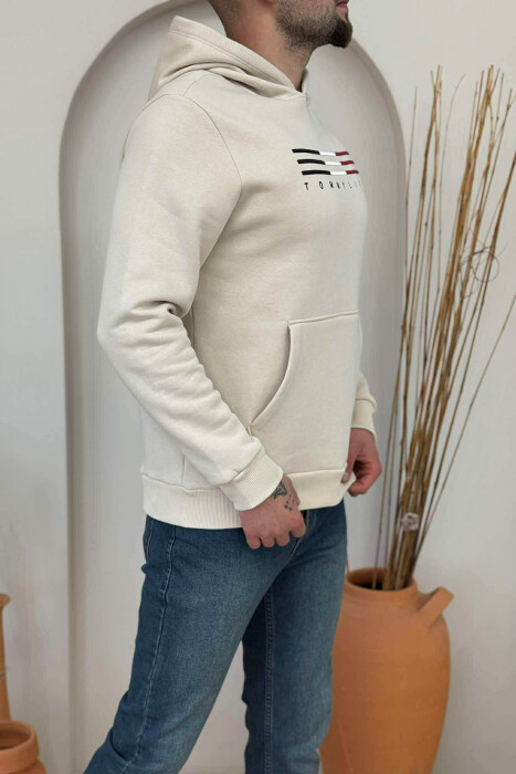 FLUFFY FRONT LOGO MEN HOODIE BEIGE/BEZHE - 3