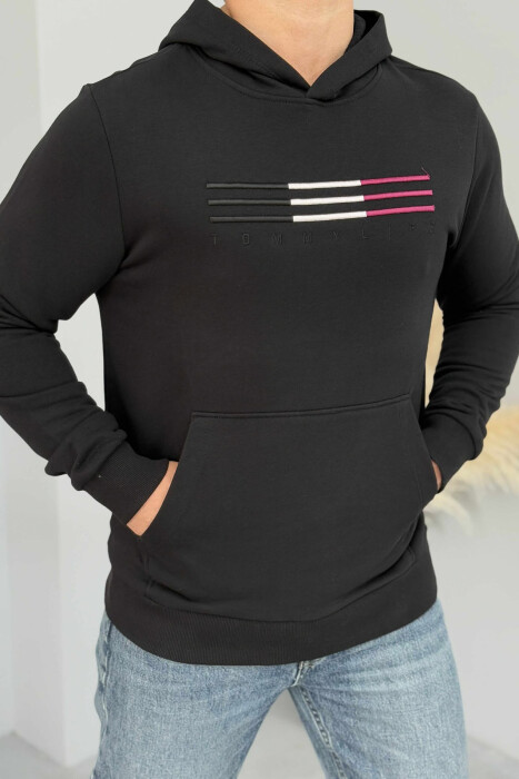 FLUFFY FRONT LOGO MEN HOODIE BLACK/ E ZEZE - 4