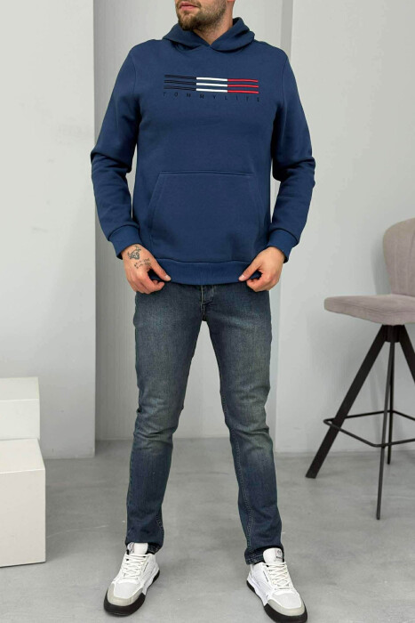 FLUFFY FRONT LOGO MEN HOODIE BLUE/BLU 