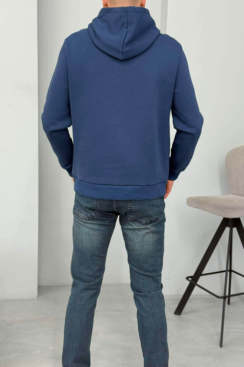 FLUFFY FRONT LOGO MEN HOODIE BLUE/BLU - 3