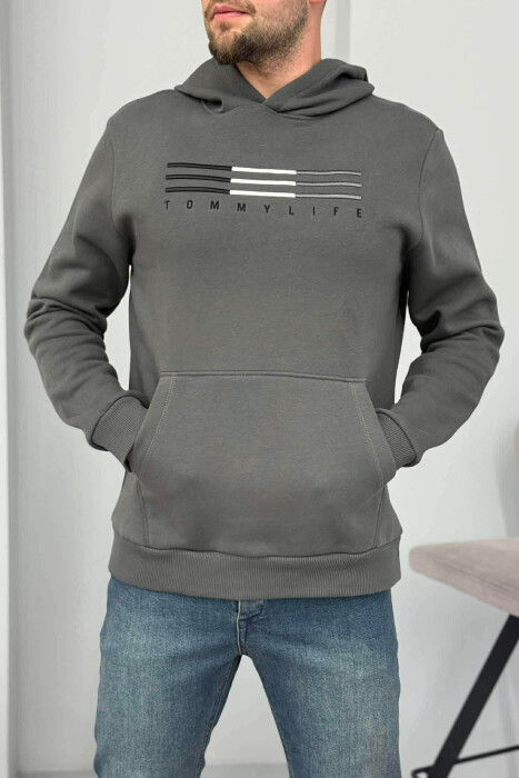 FLUFFY FRONT LOGO MEN HOODIE DARK GREY/GEE 