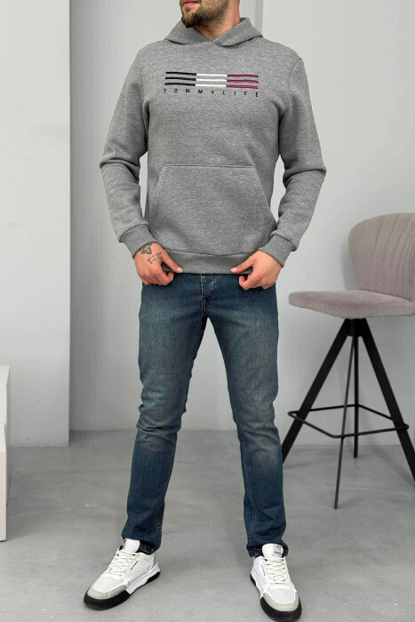 FLUFFY FRONT LOGO MEN HOODIE GREY/GRI - 1