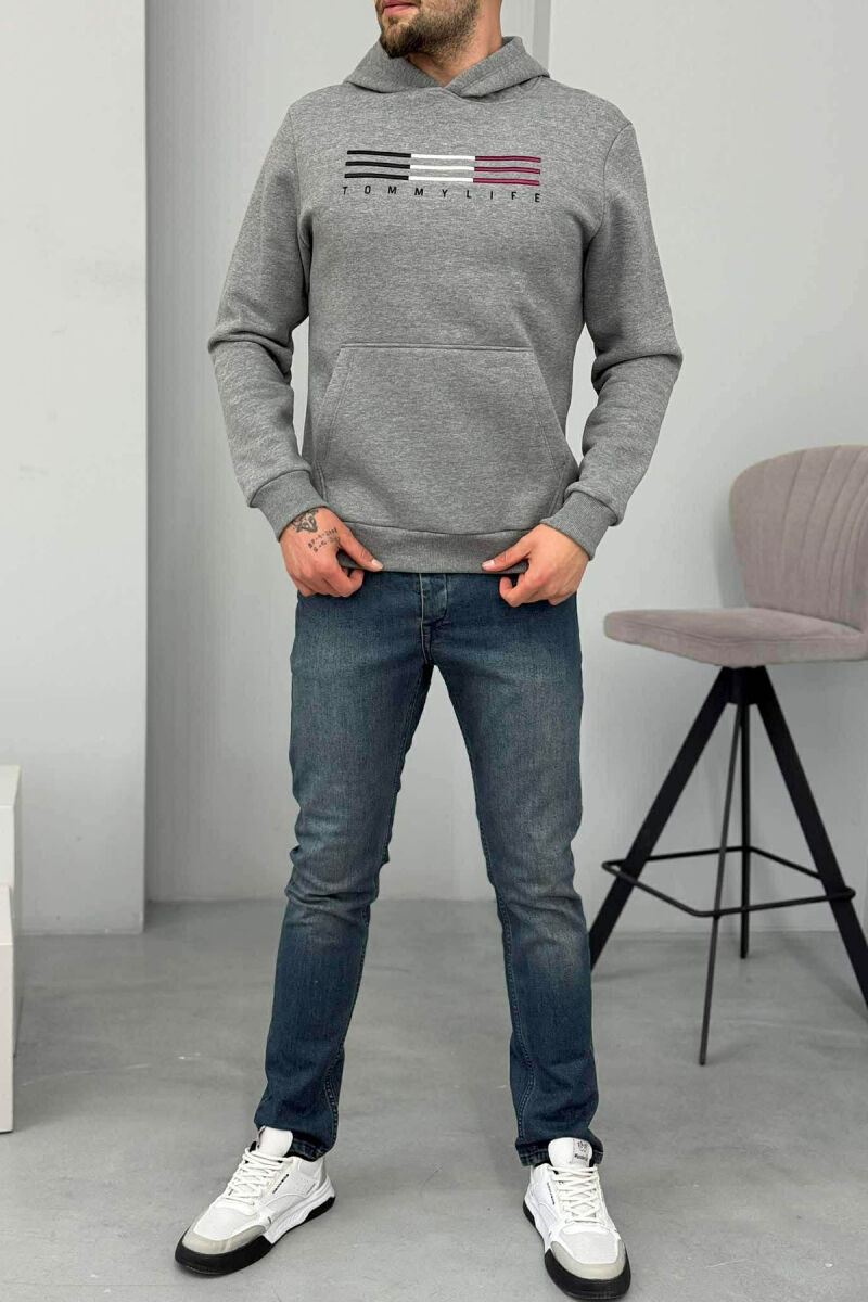 FLUFFY FRONT LOGO MEN HOODIE GREY/GRI - 1