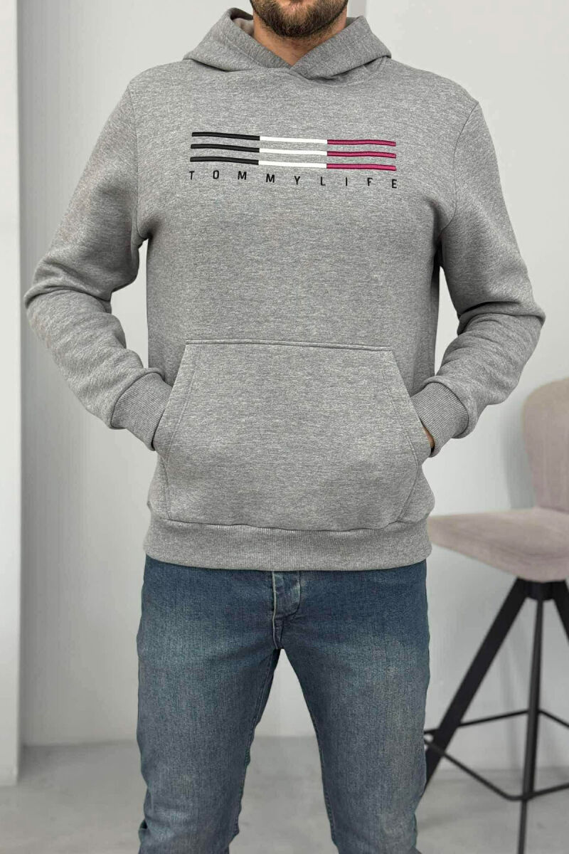 FLUFFY FRONT LOGO MEN HOODIE GREY/GRI - 2