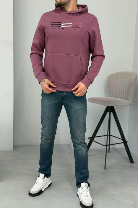 HOODIE ME PUSH DHE ME LOGO PARA PËR MESHKUJ NË NGJYRË UTHULL - KLAUDIO FASHION