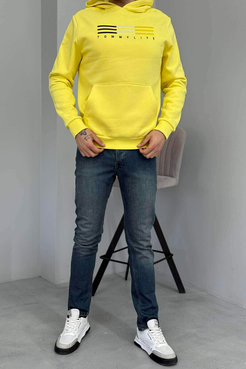 FLUFFY FRONT LOGO MEN HOODIE YELLOW/E VERDHE - 1