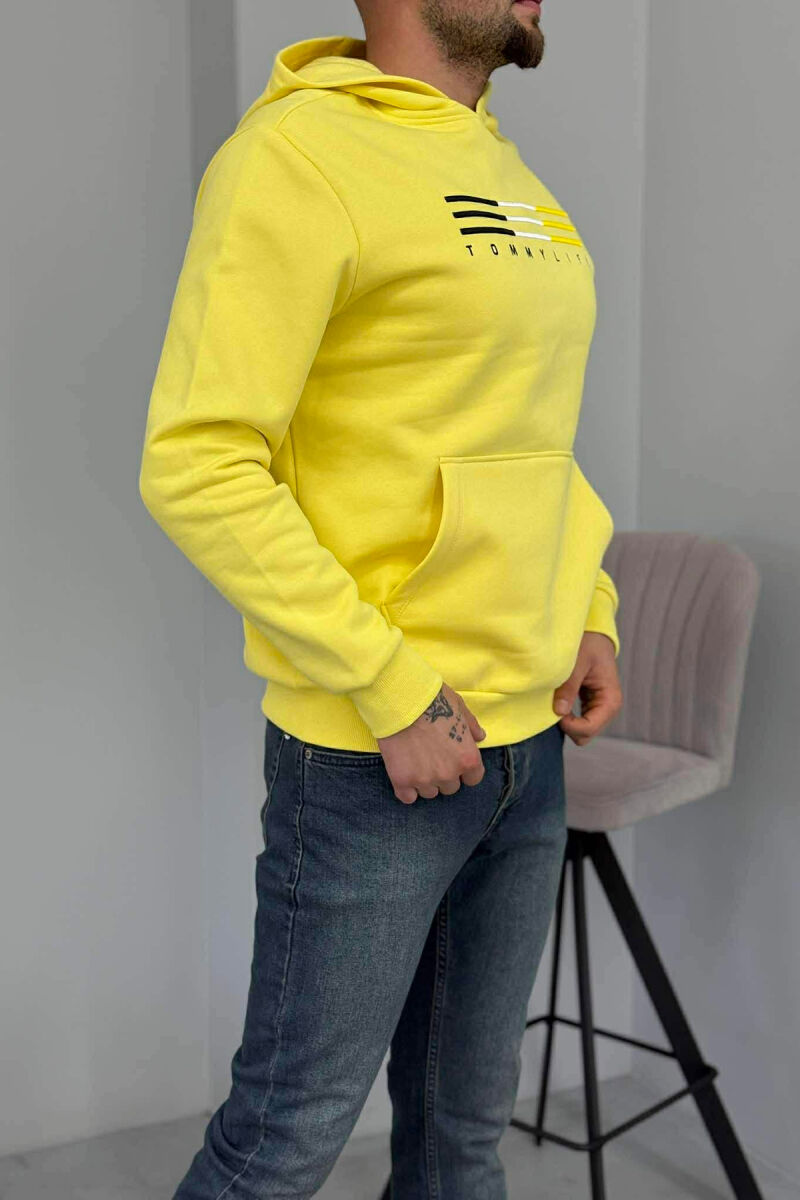 FLUFFY FRONT LOGO MEN HOODIE YELLOW/E VERDHE - 3