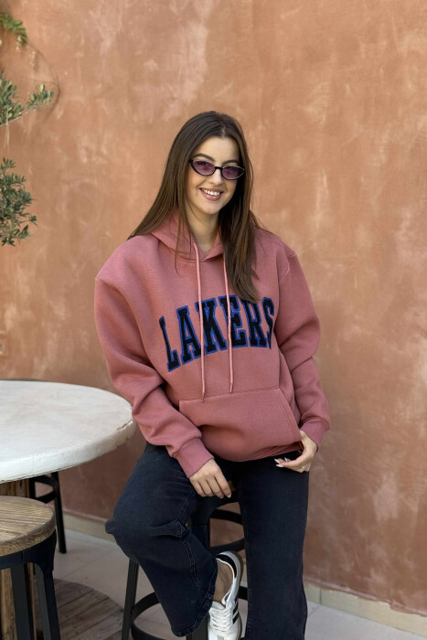 HOODIE ME PUSH NJËNGJYRËSHE DHE ME SHKRIM PARA PËR FEMRA NË NGJYRËN UTHULL 