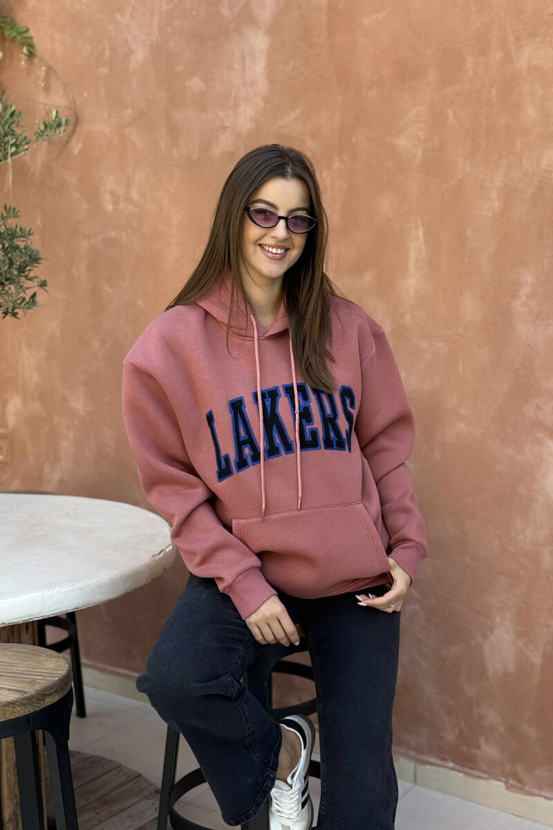 FLUFFY FRONT WRITTING ONE COLOR WOMEN HOODIE VINEGAR/UTHULL - 1