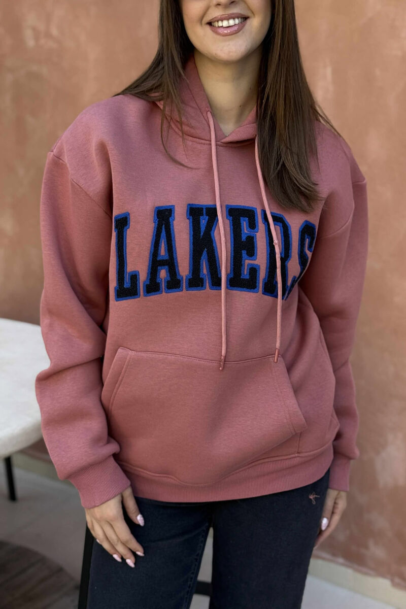 FLUFFY FRONT WRITTING ONE COLOR WOMEN HOODIE VINEGAR/UTHULL - 3