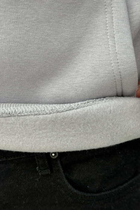 FLUFFY FRONT WRITTINGS MEN HOODIE GREY-PURPLE/GRLE - 5