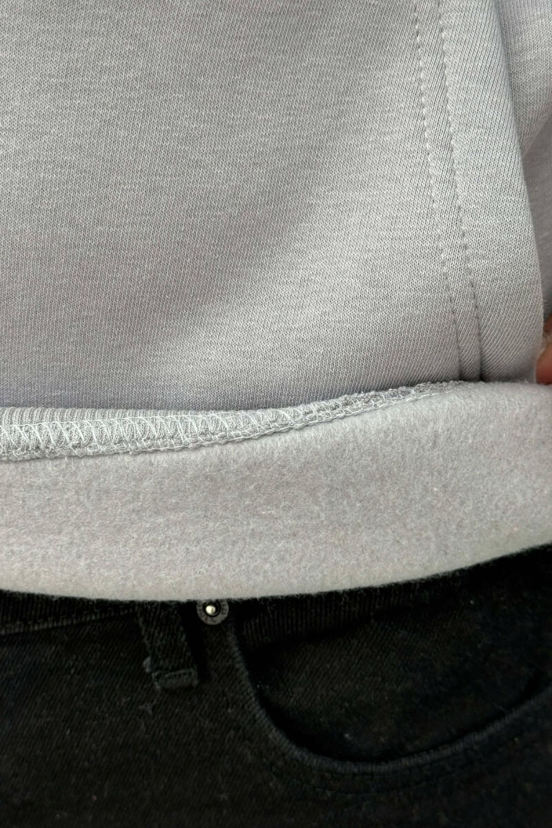 FLUFFY FRONT WRITTINGS MEN HOODIE GREY-PURPLE/GRLE - 5