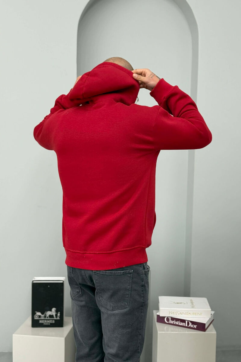 FLUFFY FRONT WRITTINGS MEN HOODIE RED/E KUQE - 5