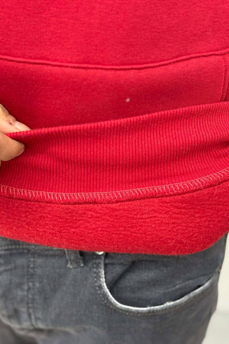 FLUFFY FRONT WRITTINGS MEN HOODIE RED/E KUQE - 4