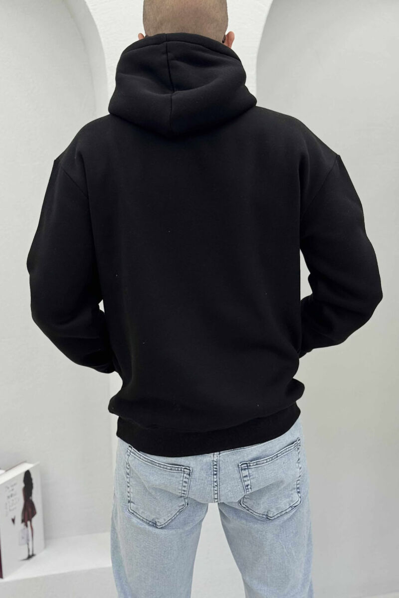 FLUFFY FRONT WRITTINGS MEN HOODIE BLACK/ E ZEZE - 4