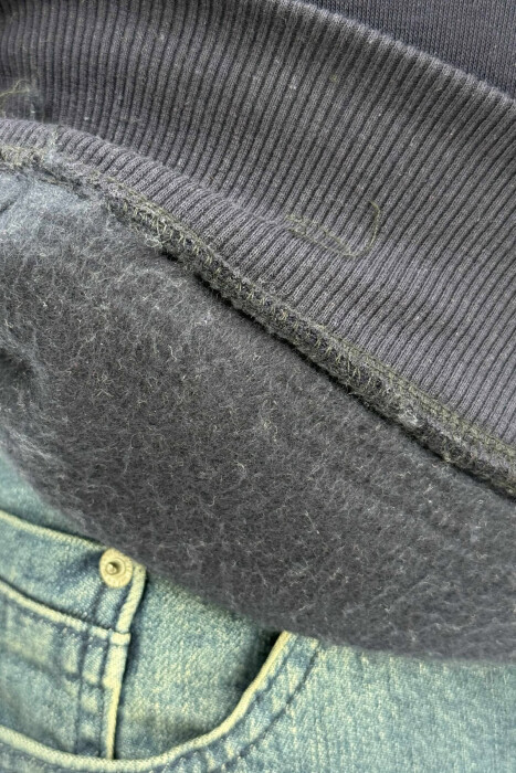 FLUFFY FRONT WRITTINGS MEN HOODIE DARK BLUE/BEE - 3