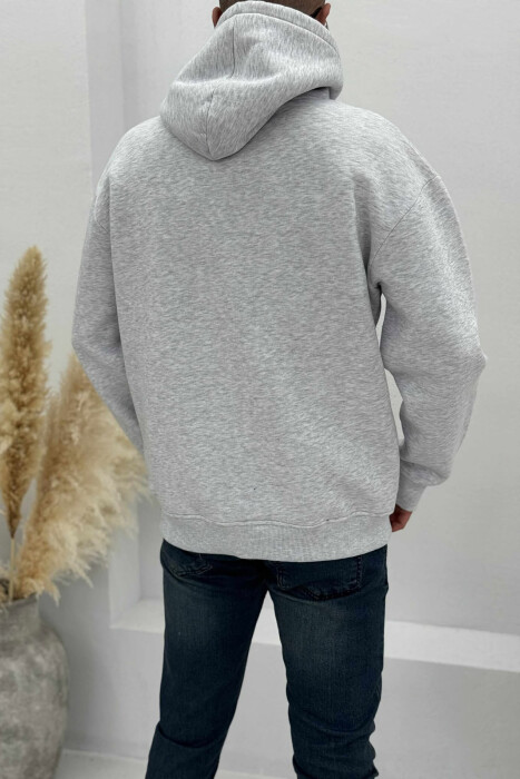 FLUFFY FRONT WRITTINGS MEN HOODIE LIGHT GREY/GZ - 4