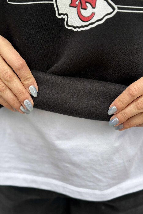 FLUFFY FRONT WRITTINGS WOMEN SWEATSHIRT BLACK/ E ZEZE - 4