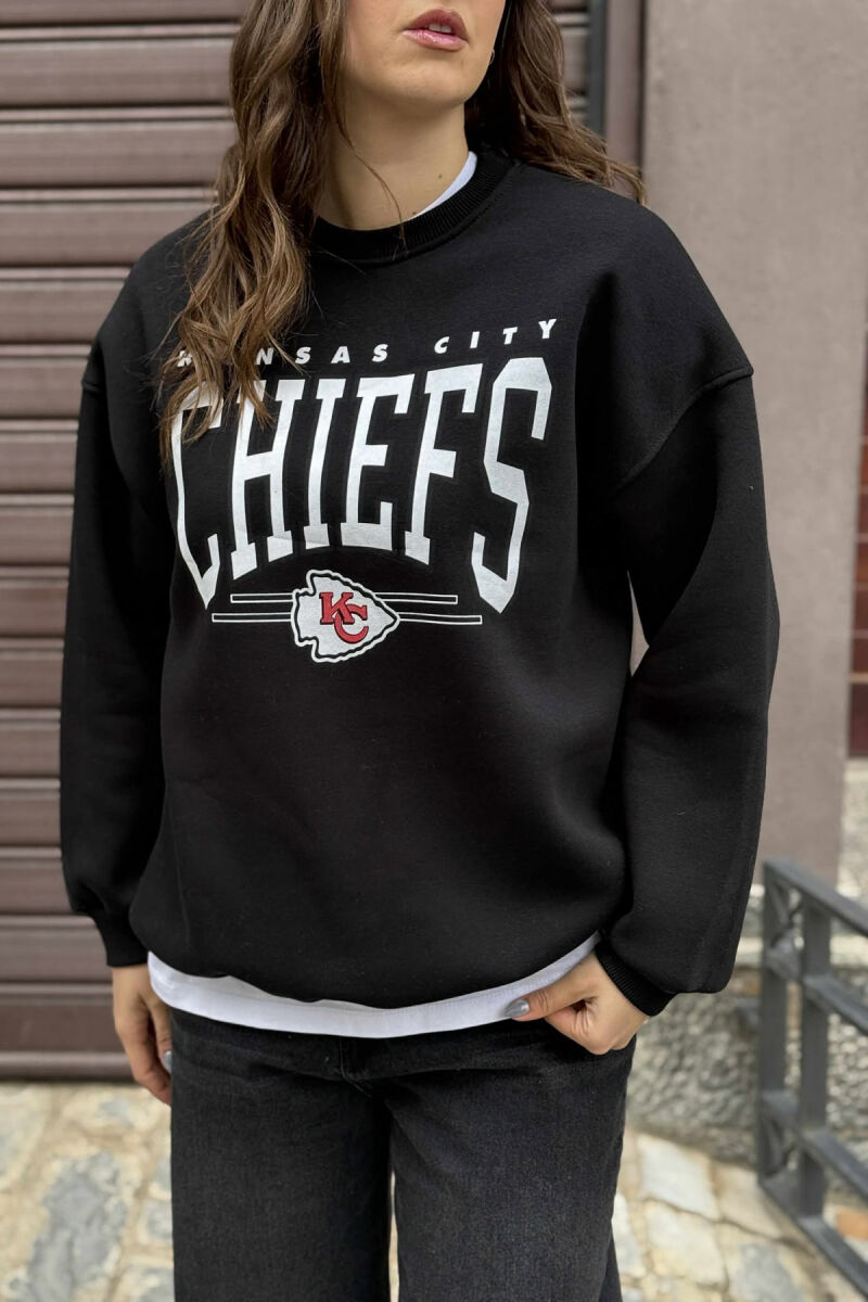 FLUFFY FRONT WRITTINGS WOMEN SWEATSHIRT BLACK/ E ZEZE - 5