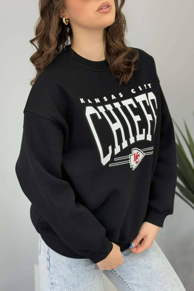 FLUFFY FRONT WRITTINGS WOMEN SWEATSHIRT BLACK/ E ZEZE - 5