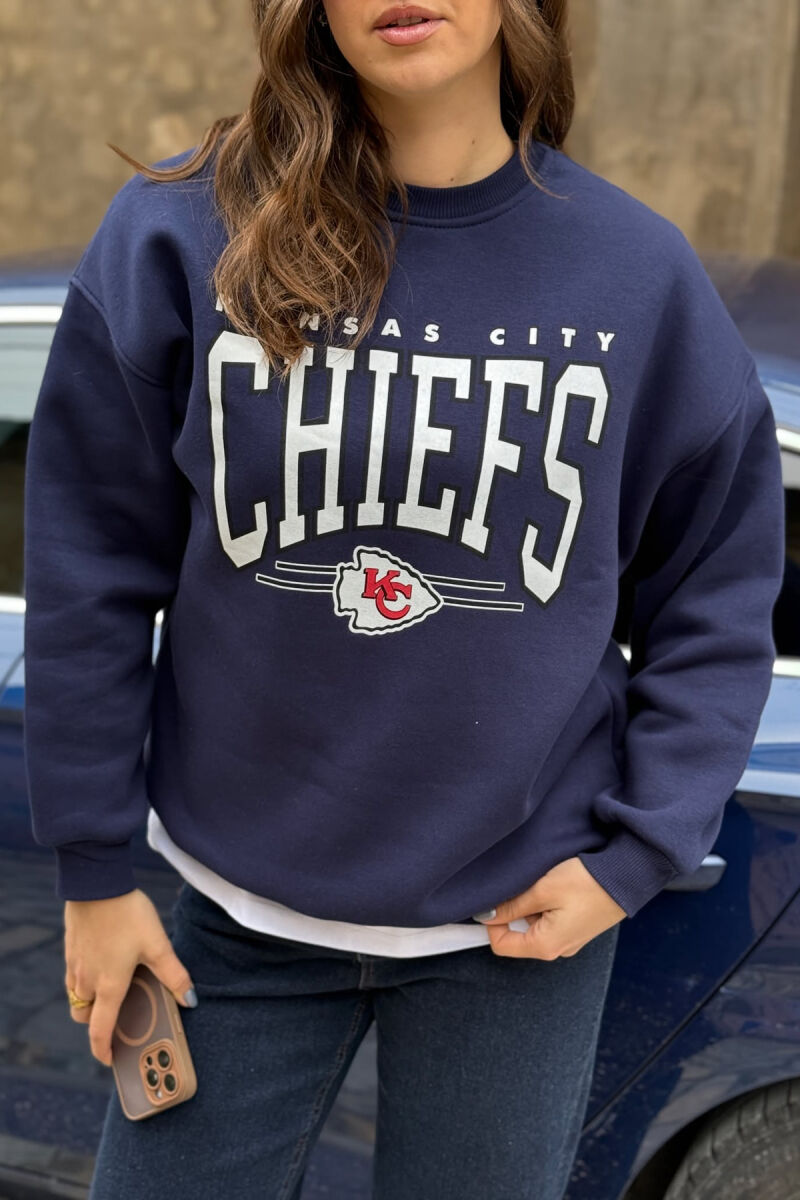 FLUFFY FRONT WRITTINGS WOMEN SWEATSHIRT BLUE/BLU - 4